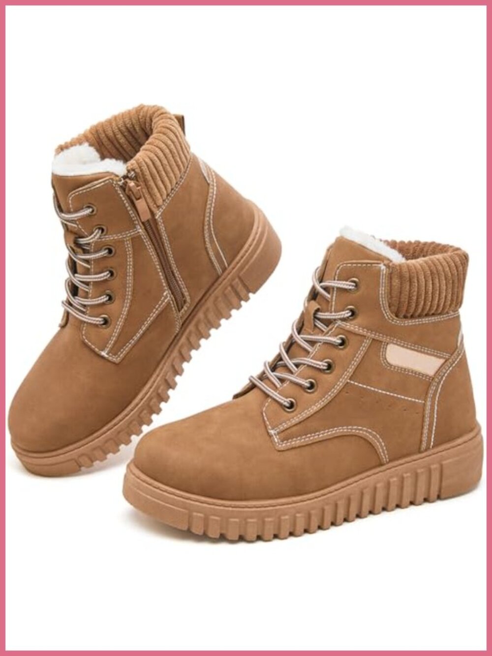 Waterproof Faux Leather Ankle Boots Combat Non Slip Snow Boots